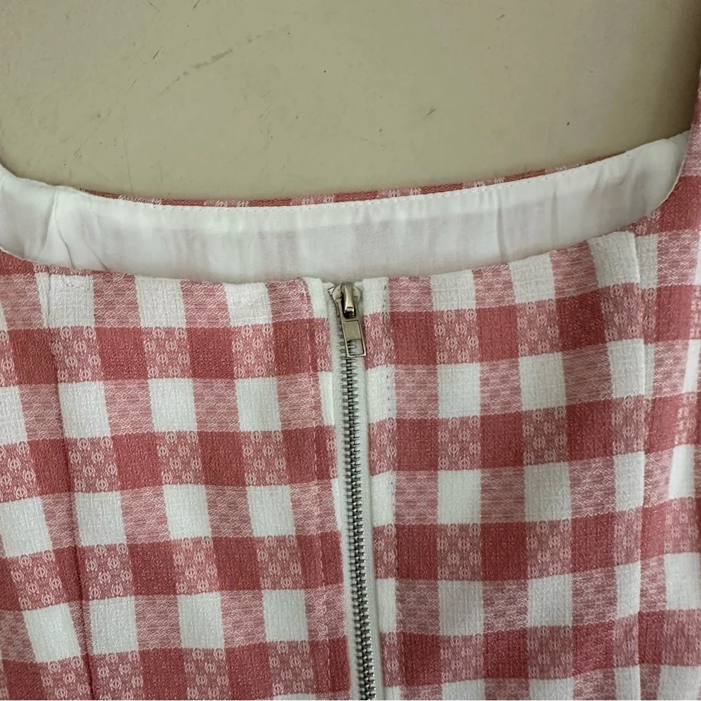 Gingham Pink & White High-Waist Skort Set